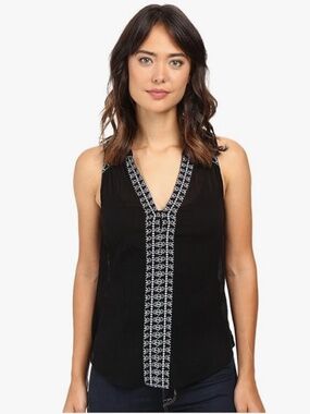 Paige Lina Top - Black/Bering Sea - size M NWT